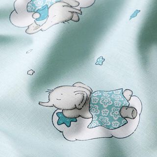 Tela de algodón Cretona  Elefante durmiente – gris/azul | Retazo 100cm, 