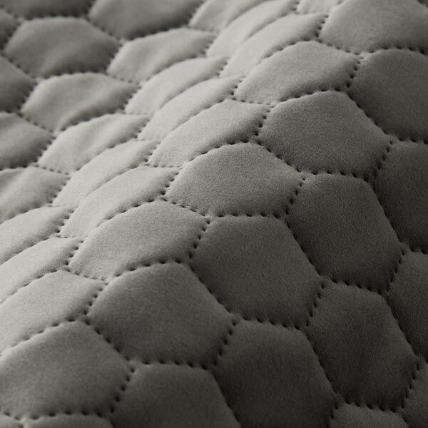 Tela de tapicería Terciopelo acolchado en diseño de panal – antracito – Muestra,  image number 2