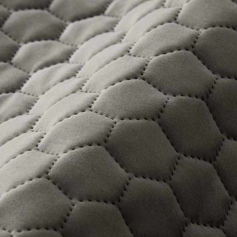 Tela de tapicería Terciopelo acolchado en diseño de panal – antracito,  image number 2