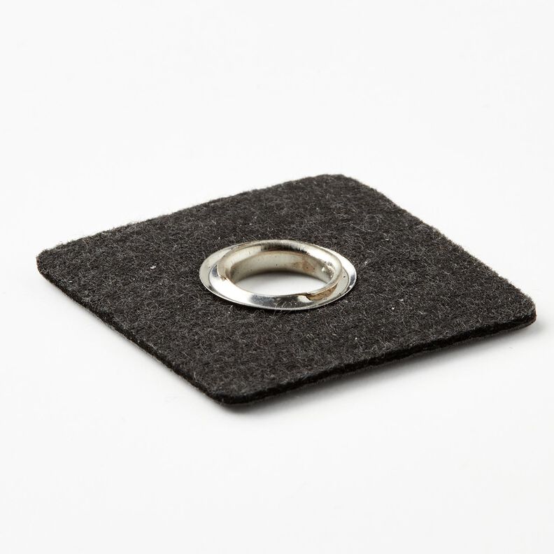 Parche de ojal [30 x 30 mm] – negro/plata metalizada,  image number 3