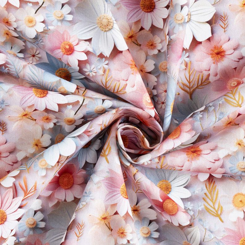 Popelina de algodón Flores de papel Impresión digital – rosa viejo claro,  image number 3