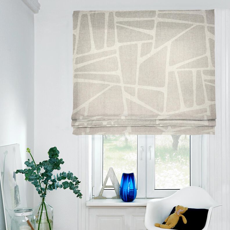 Tela para cortinas Mezcla de lino Formas  – marrón claro/naturaleza,  image number 6