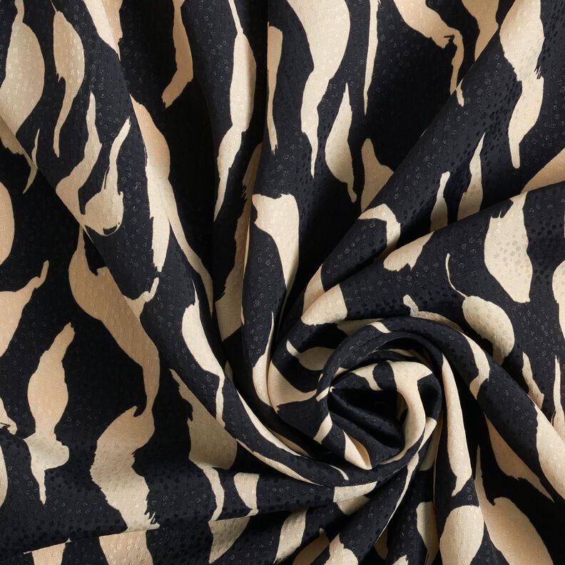Tela de viscosa Patrón de cebra abstracto – negro/beige claro,  image number 3
