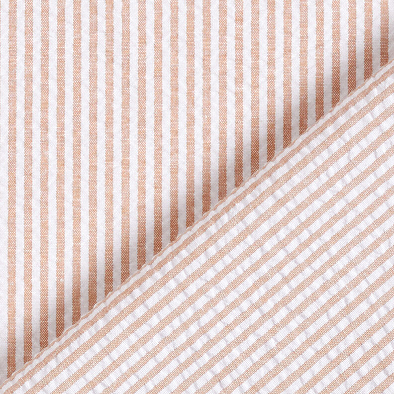 Tela Seersucker Mezcla de algodón Rayas – beige/blanco lana,  image number 4