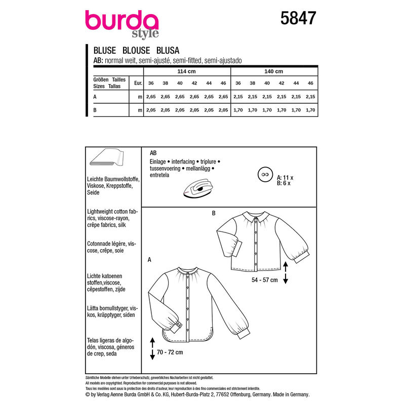 Blusa | Burda 5847 | 36-46,  image number 9