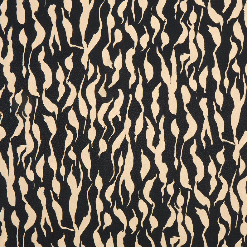 Tela de viscosa Patrón de cebra abstracto – negro/beige claro,  image number 1