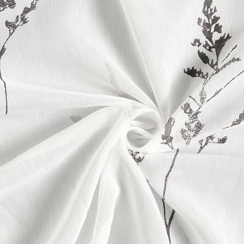 Tela para cortinas Voile Hierbas finas 295 cm – blanco/negro,  image number 3
