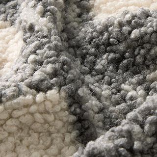 Punto Bouclé Cuadros – blanco lana/gris, 