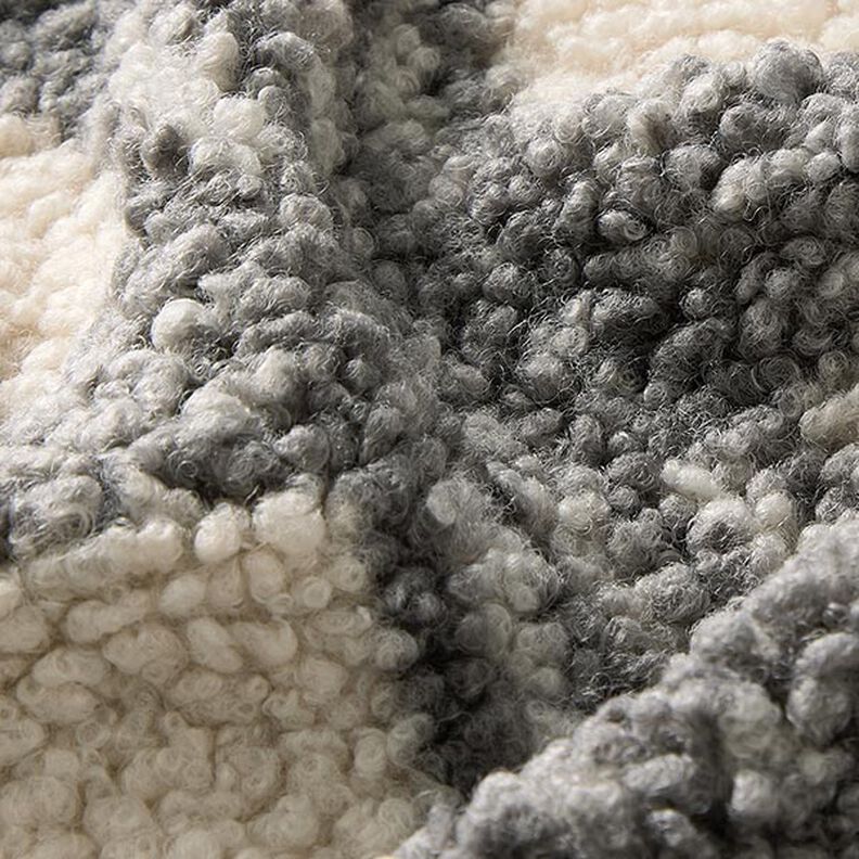 Punto Bouclé Cuadros – blanco lana/gris,  image number 2