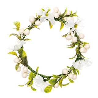 Decoración Guirnalda Floral con bayas [Ø 10 cm/ 16 cm] – blanco/verde, 