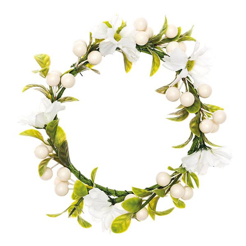 Decoración Guirnalda Floral con bayas [Ø 10 cm/ 16 cm] – blanco/verde,  image number 1