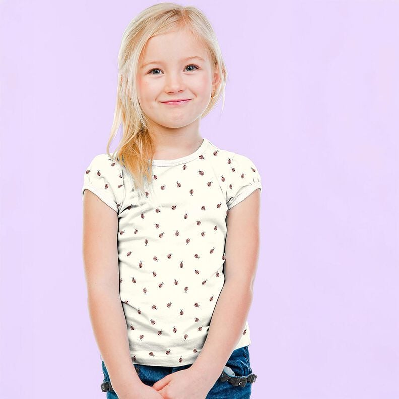 Tela de jersey de algod&oacute;n Mariquita &ndash; blanco/rojo,  image number 5