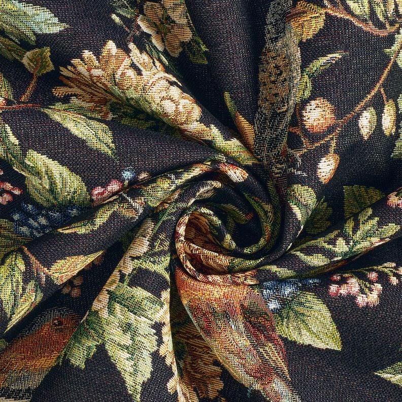 Tela decorativa Tapiz Flores y p&aacute;jaros &ndash; negro/verde,  image number 3