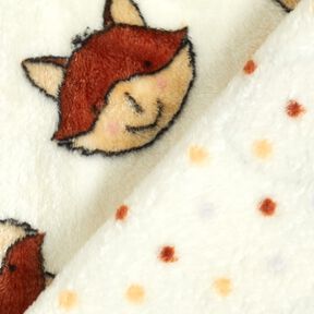 Polar suave Tela de doble cara Zorros amistosos – blanco lana/marrón, 