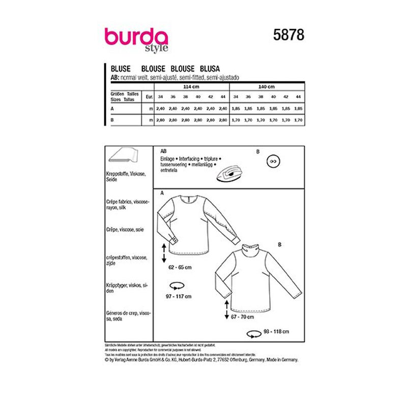 Blusa | Burda 5878 | 34-44,  image number 10