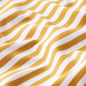 Tela de jersey de algodón Rayas delgadas – mostaza/blanco | Retazo 50cm, 