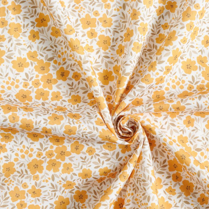 Tela decorativa Satén de algodón Mar de flores – mostaza/blanco,  image number 3
