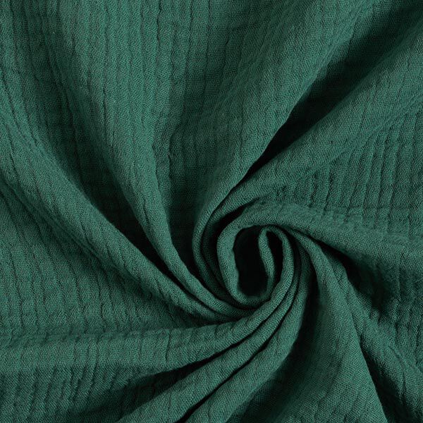 GOTS Muselina de algodón de tres capas – verde oscuro,  image number 1
