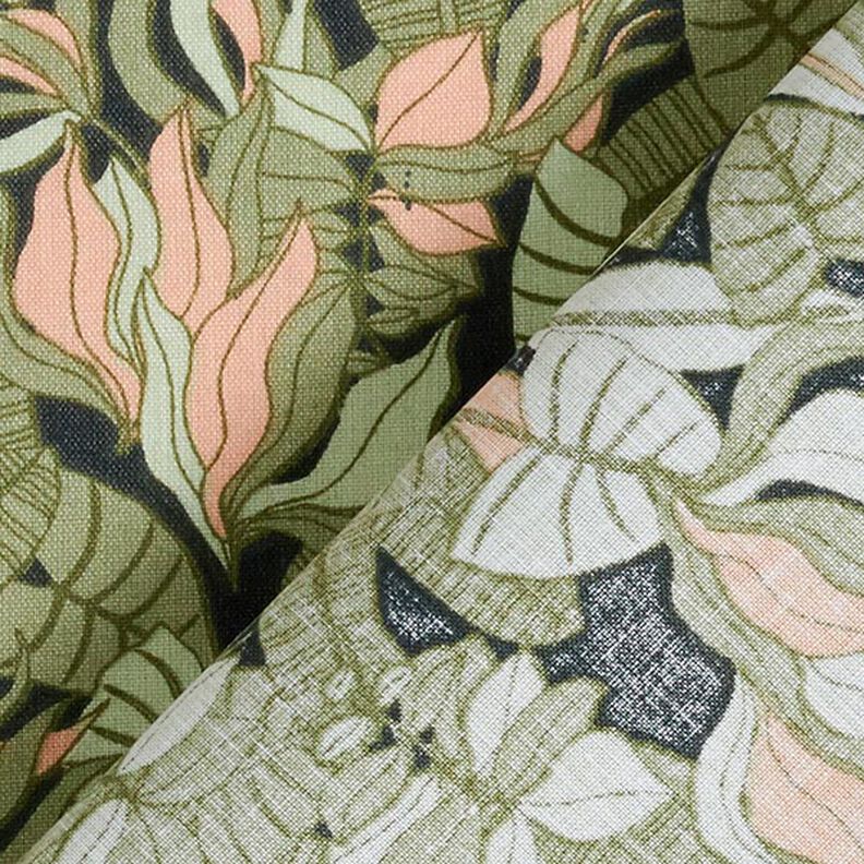 Tela de algodón Cretona hojas tropicales – negro/verde,  image number 3