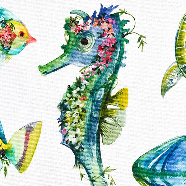 Tela decorativa Panama media  Animales marinos – verde,  image number 5