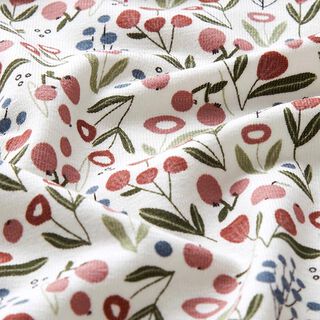 Tela de jersey de algodón Prado de flores con manzanas  – blanco lana, 