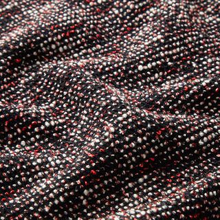 Mezcla de algodón bouclé con punto jaspeado – negro/rojo, 