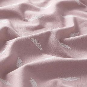 Tela de jersey de algodón Plumas – violeta pastel | Retazo 100cm, 