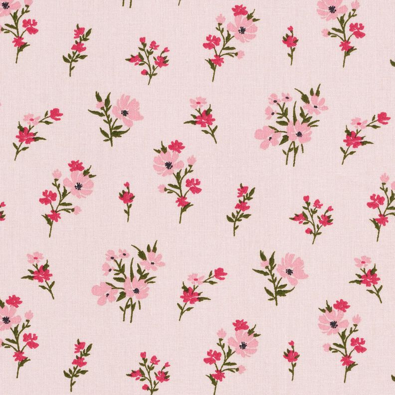 Tela de algodón Cretona Mini flores – rosado/rosa intenso,  image number 1