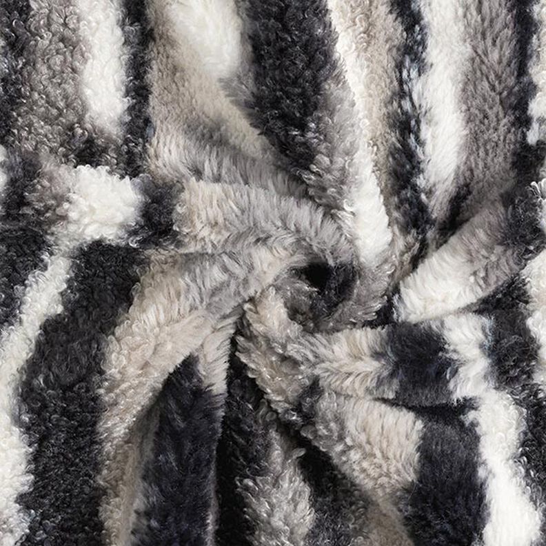 Piel sintética con rayas abstractas – blanco lana/azul noche,  image number 3
