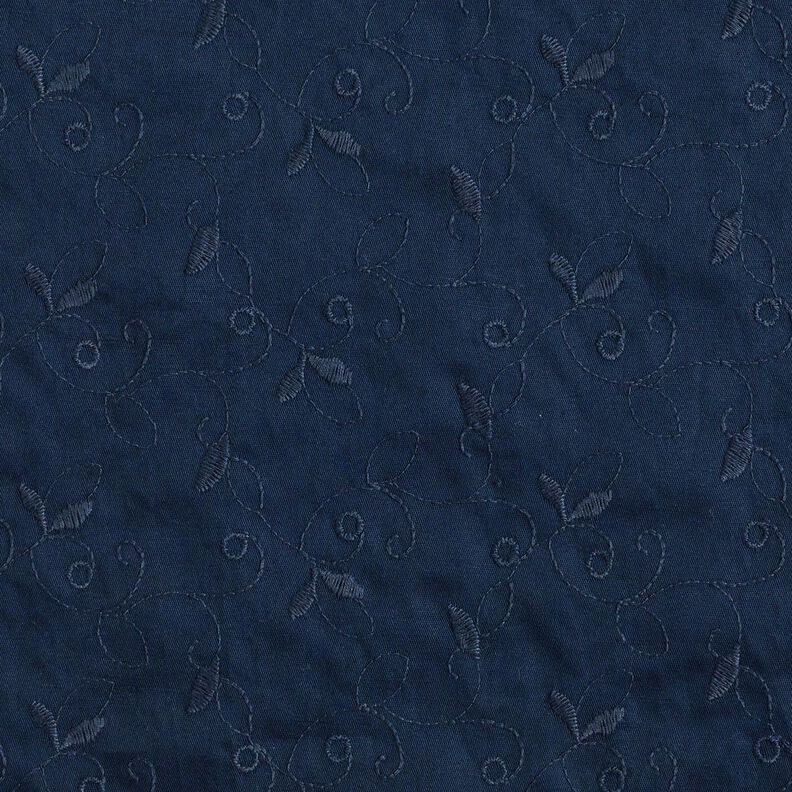 Tela de gabardina elástica con zarcillos – azul marino,  image number 1