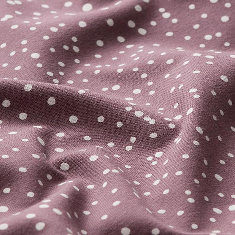 Tela de jersey de algodón Puntos irregulares – berenjena,  image number 2