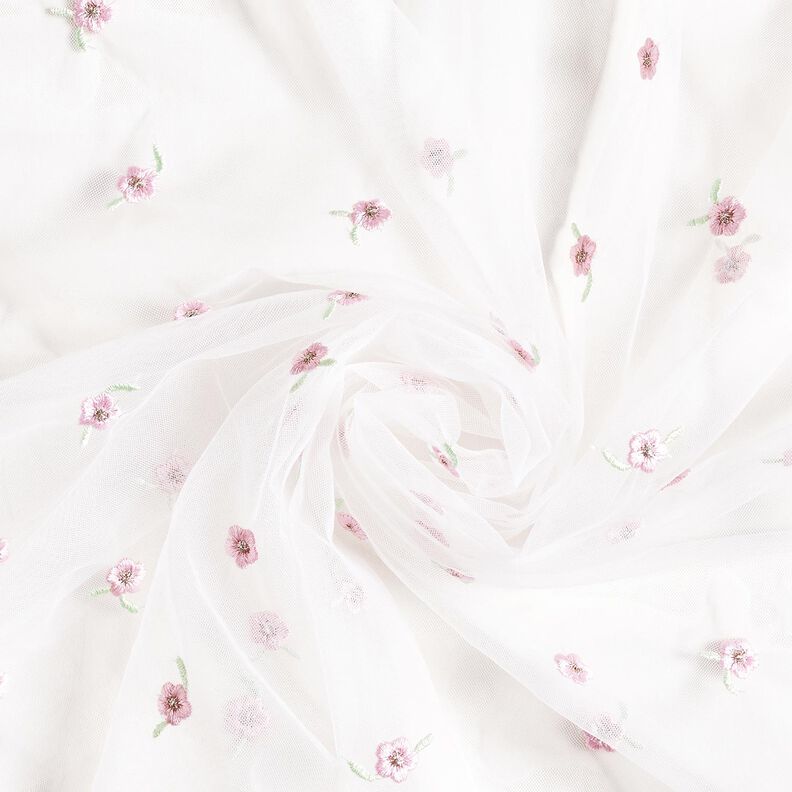 Malla fina Flores bordadas – blanco/rosado,  image number 4
