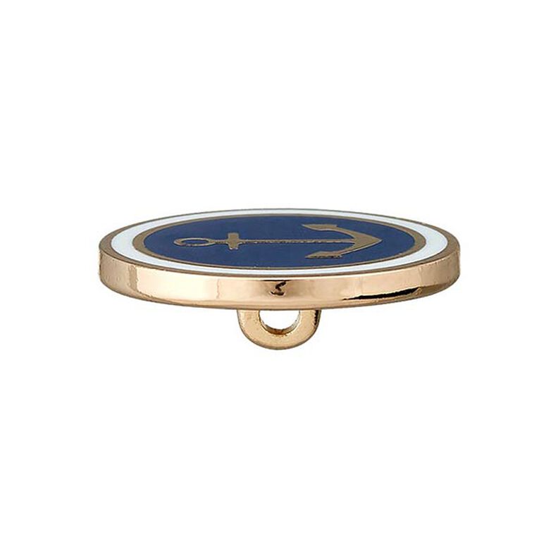 Botón metálico Ojal Ancla – azul marino/dorado,  image number 2