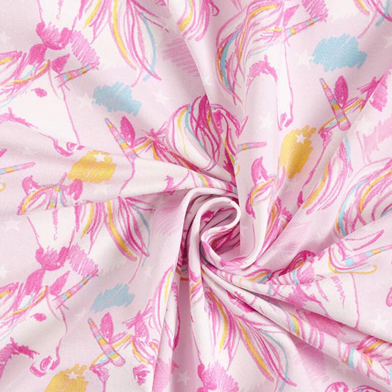 Tela de jersey de algodón Unicornio esbozado – rosa,  image number 3