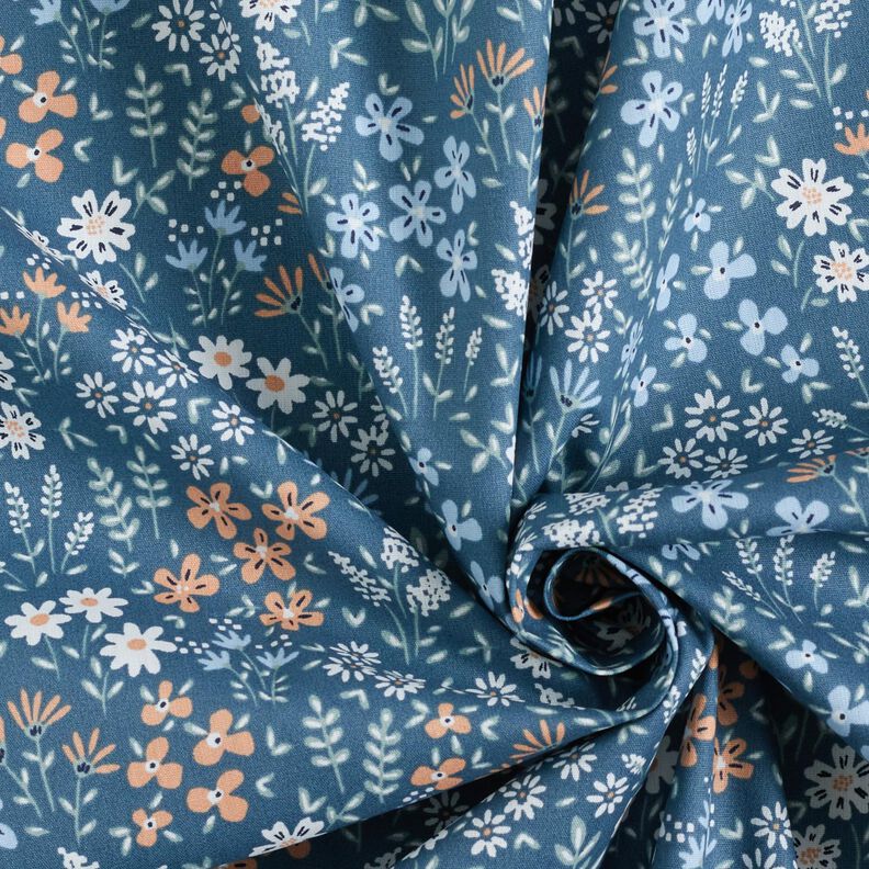 Algodón revestido Prado de flores de colores – azul vaquero claro/azul claro,  image number 4
