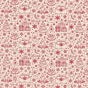 Tela de algodón Cretona Motivos navideños gráficos – naturaleza/carmín, 