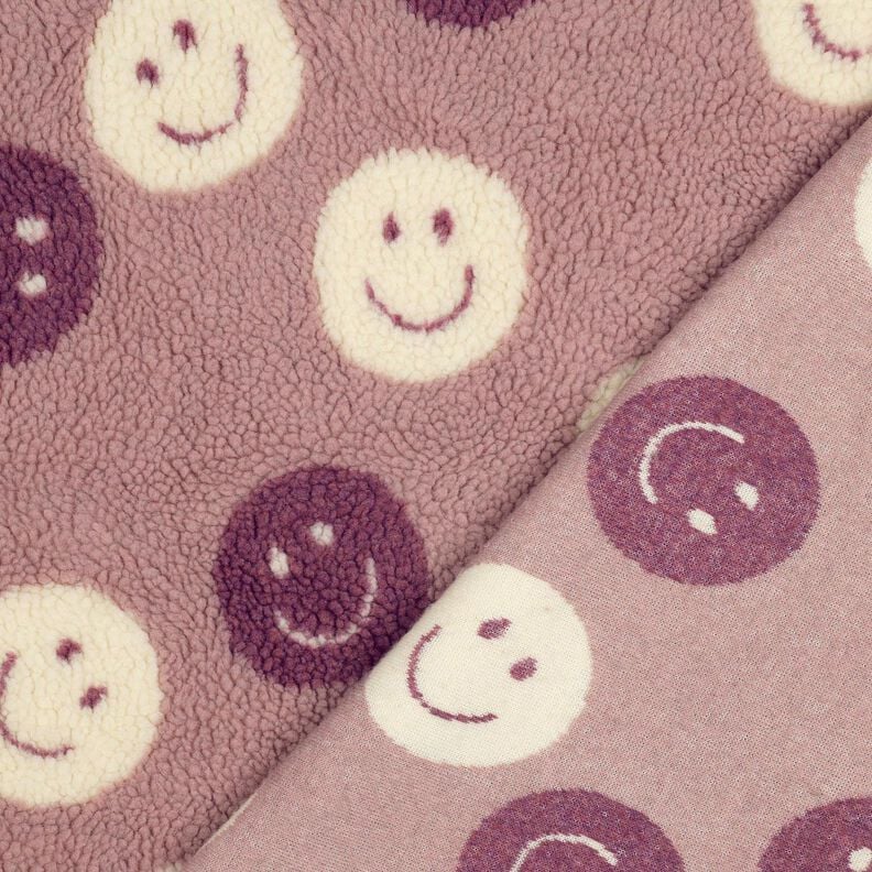 Felpa de peluche Smilies | Poppy Fabrics – rosa viejo oscuro/blanco lana,  image number 4