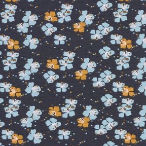 Tela de jersey de algodón Florecitas delicadas – azul negro, 