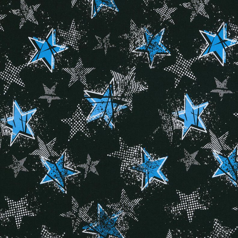 Felpa francesa veraniega Variaciones de estrellas | Glitzerpüppi – negro/azul,  image number 1