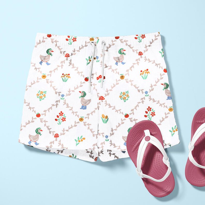 Popelina de algodón Casa de campo gansos – marfil/beige oscuro,  image number 6