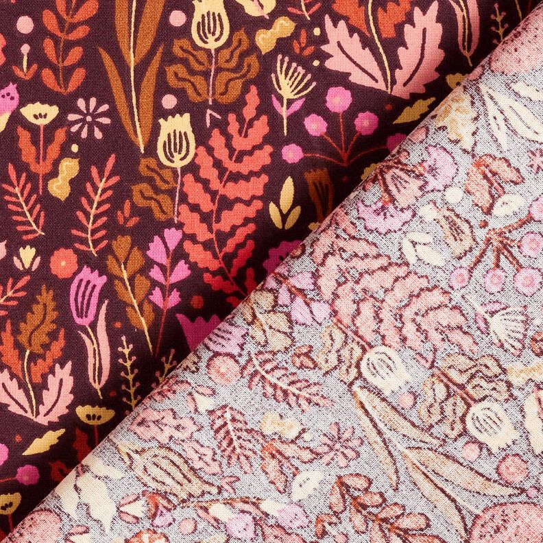 Tela de algodón Cretona Flores silvestres – merlot/púrpura,  image number 4