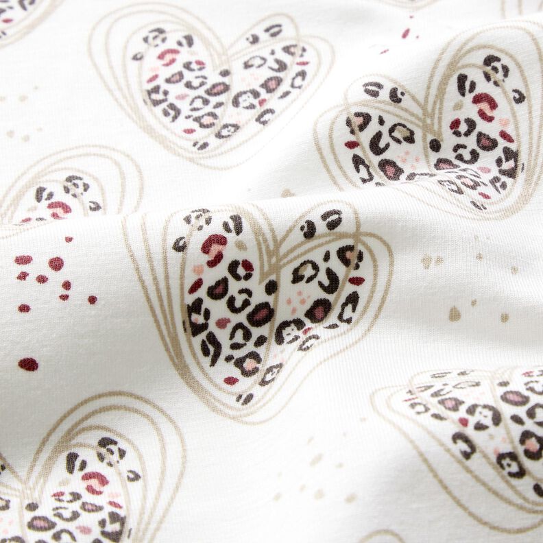 Tela de jersey de algodón Corazones leopardo – marfil,  image number 2