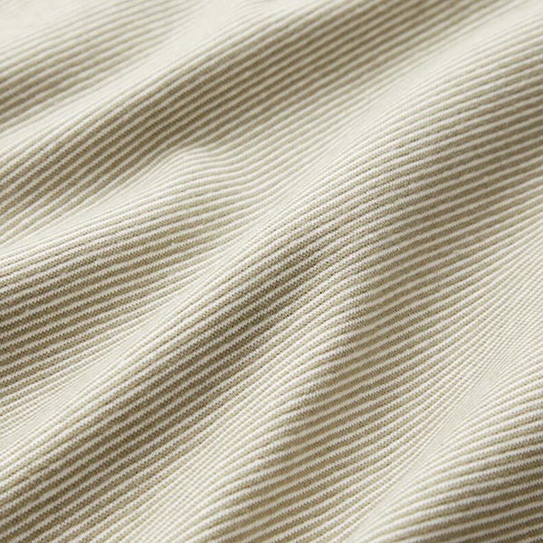 Tejido para puños con rayas estrechas – oliva clara/blanco lana,  image number 2