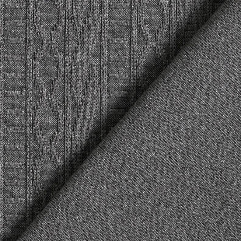 Jersey jacquard Rayas decoradas en mezcla de algodón – gris oscuro,  image number 4