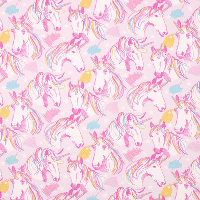 Tela de jersey de algodón Unicornio esbozado – rosa,  image number 1