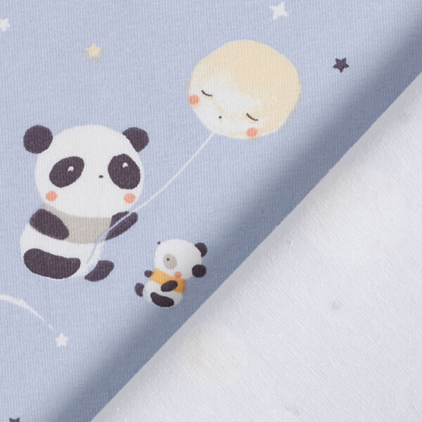 Tela de jersey de algodón Panda con globo lunar – cielo azul,  image number 4