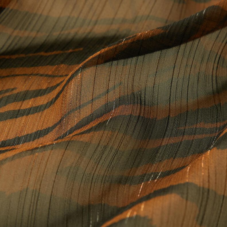 Gasa con estampado de tigres a rayas brillantes – negro/cobre,  image number 2