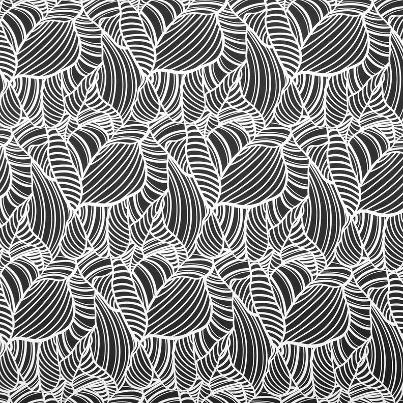 Tela de jersey de viscosa hojas abstractas – negro/blanco,  image number 1
