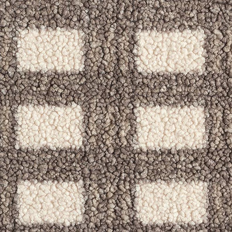 Punto Bouclé Cuadros – blanco lana/marrón claro,  image number 1