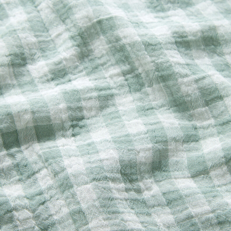 Muselina/doble arruga Hilo de cuadrados Vichy teñidos – caña/blanco,  image number 3